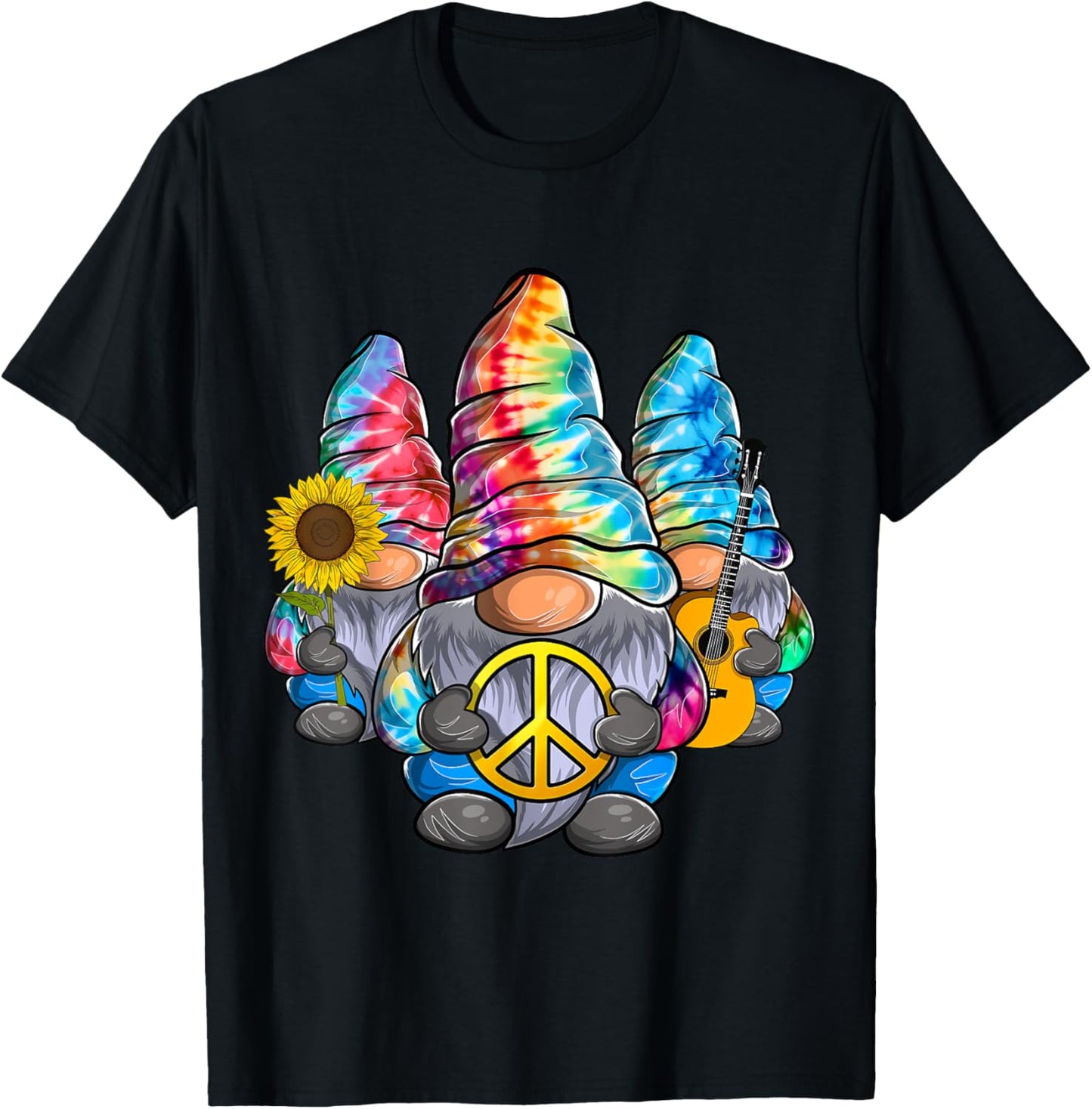 Three Hippie Gnomes Tie Dye funny design Women T-Shirt - T-Shirt | Black