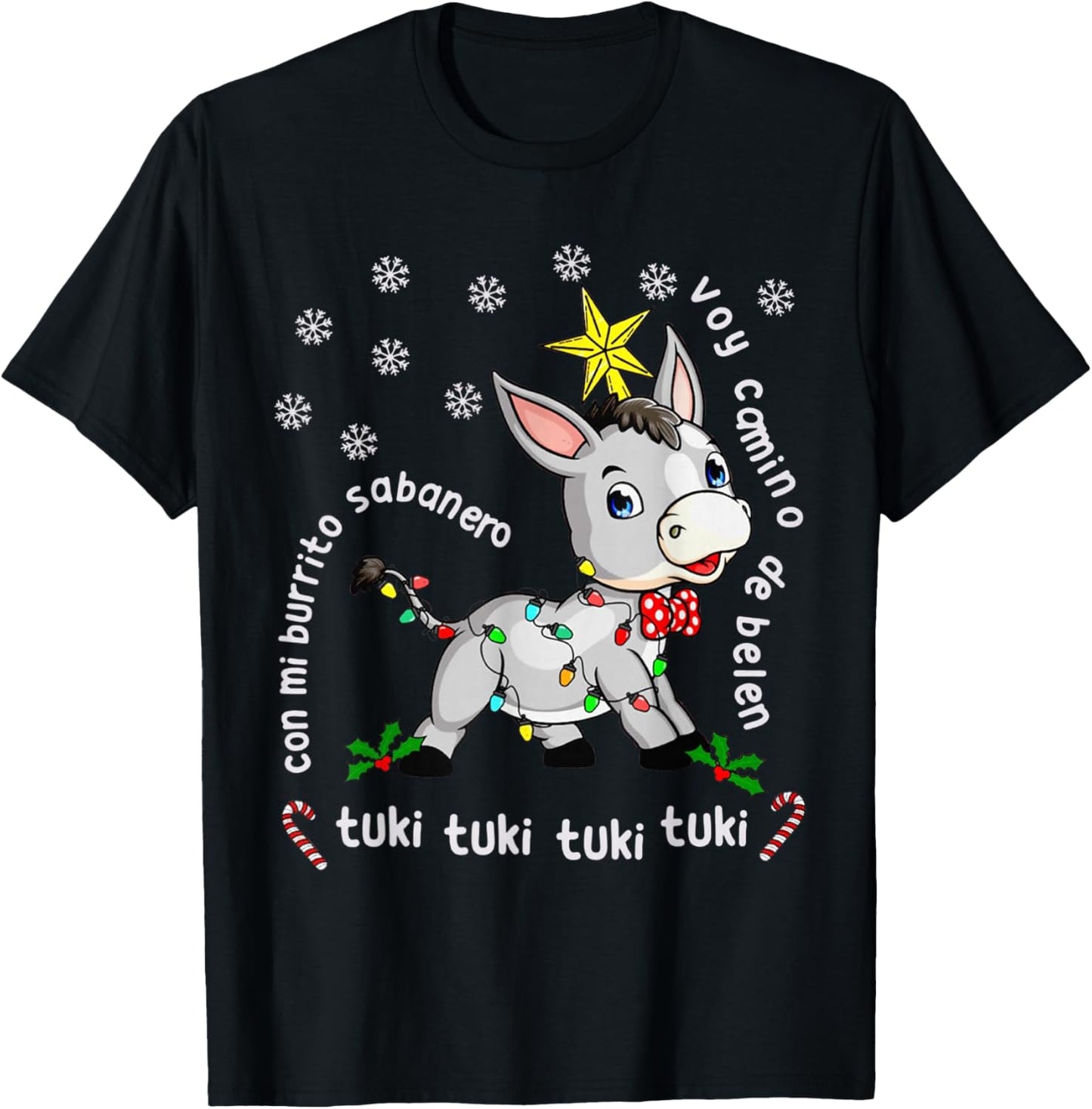 Mi Burrito Sabanero Mexican Tuki Tuki Donkey Latino Xmas T-Shirt - T-Shirt | Black