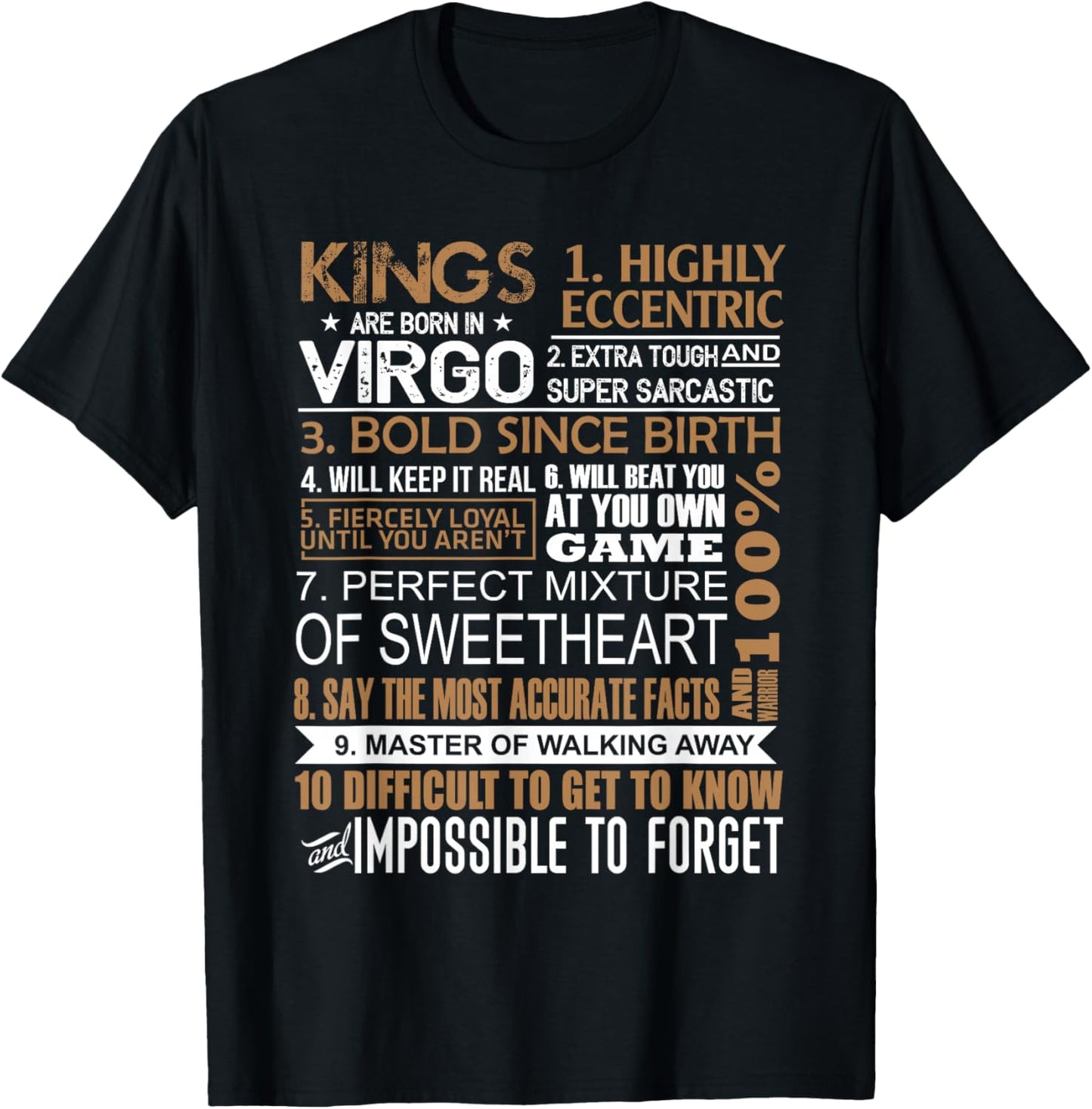 Kings Are Born In Virgo Birthday August September Gift Men T-Shirt - T-Shirt | Black
