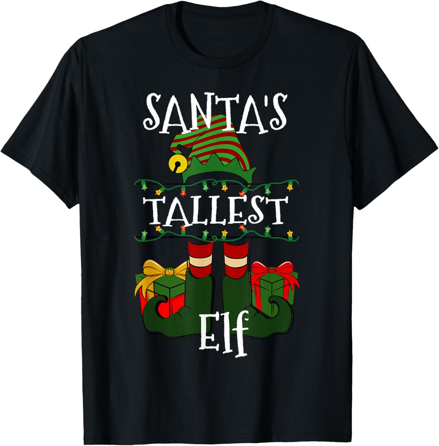 Funny Santa's Tallest Elf Christmas Humor For Tall People T-Shirt - T-Shirt | Black