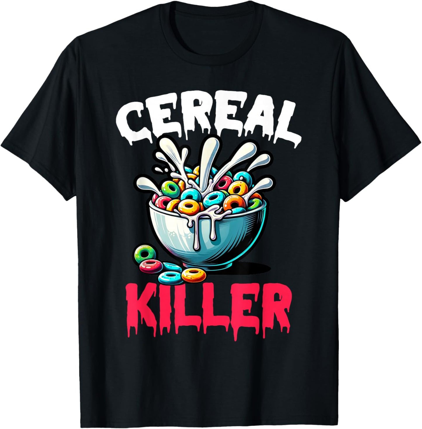 Cereal Killer Funny Adult Humor Print T-Shirt - T-Shirt | Black