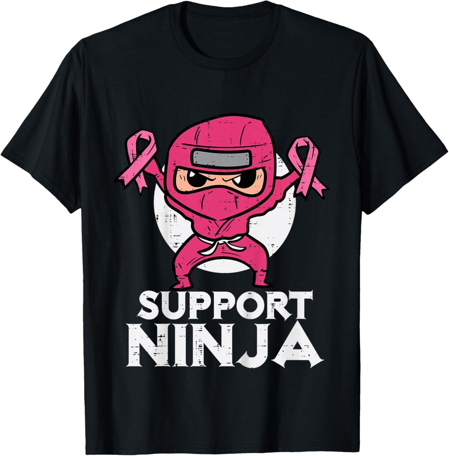 Kids Support Ninja Pink Cute Breast Cancer Awareness Toddler Boys T-Shirt - T-Shirt | Black