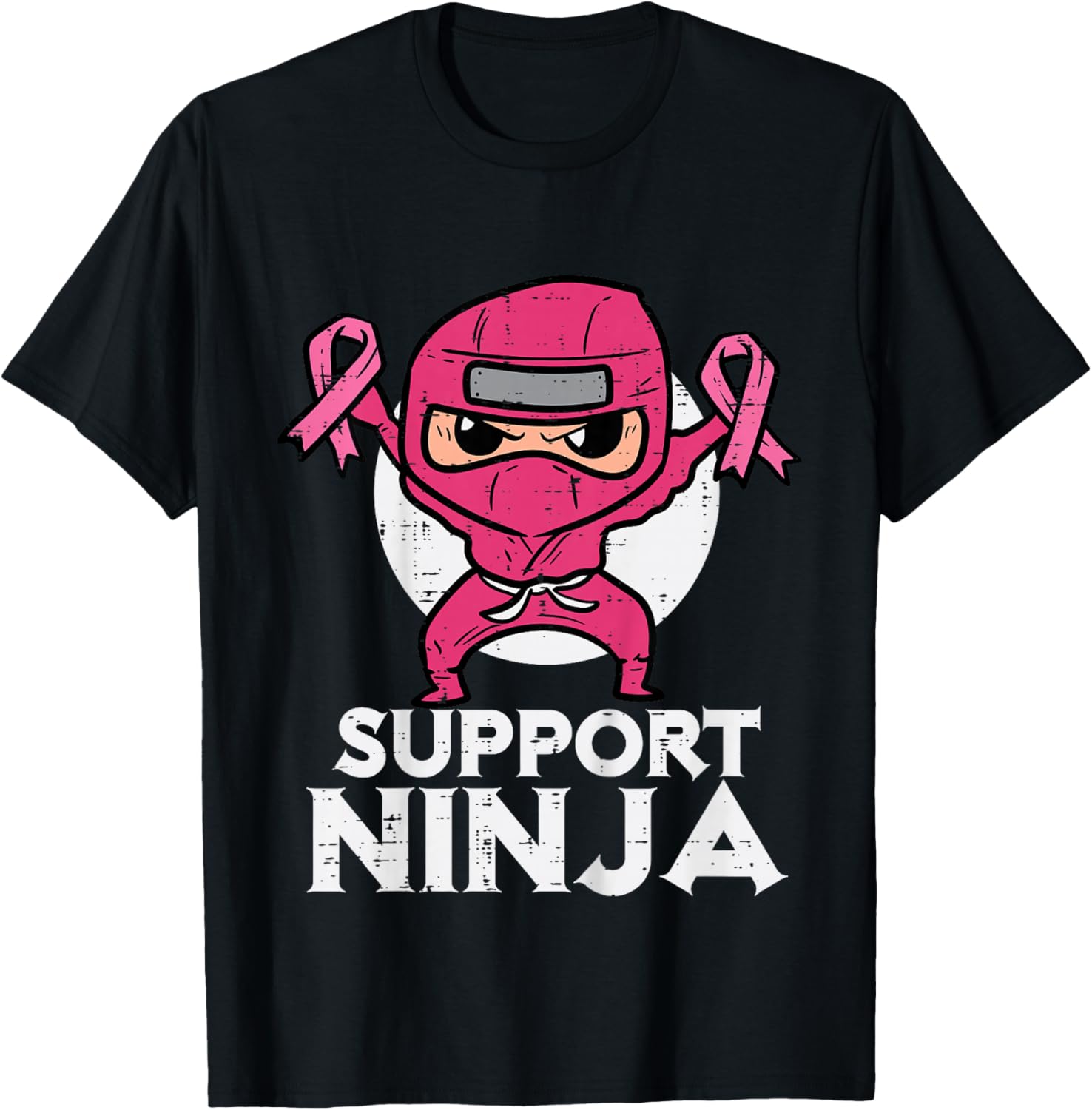 Kids Support Ninja Pink Cute Breast Cancer Awareness Toddler Boys T-Shirt - T-Shirt | Black