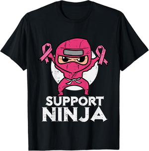 Kids Support Ninja Pink Cute Breast Cancer Awareness Toddler Boys T-Shirt - T-Shirt | Black