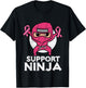 Kids Support Ninja Pink Cute Breast Cancer Awareness Toddler Boys T-Shirt - T-Shirt | Black