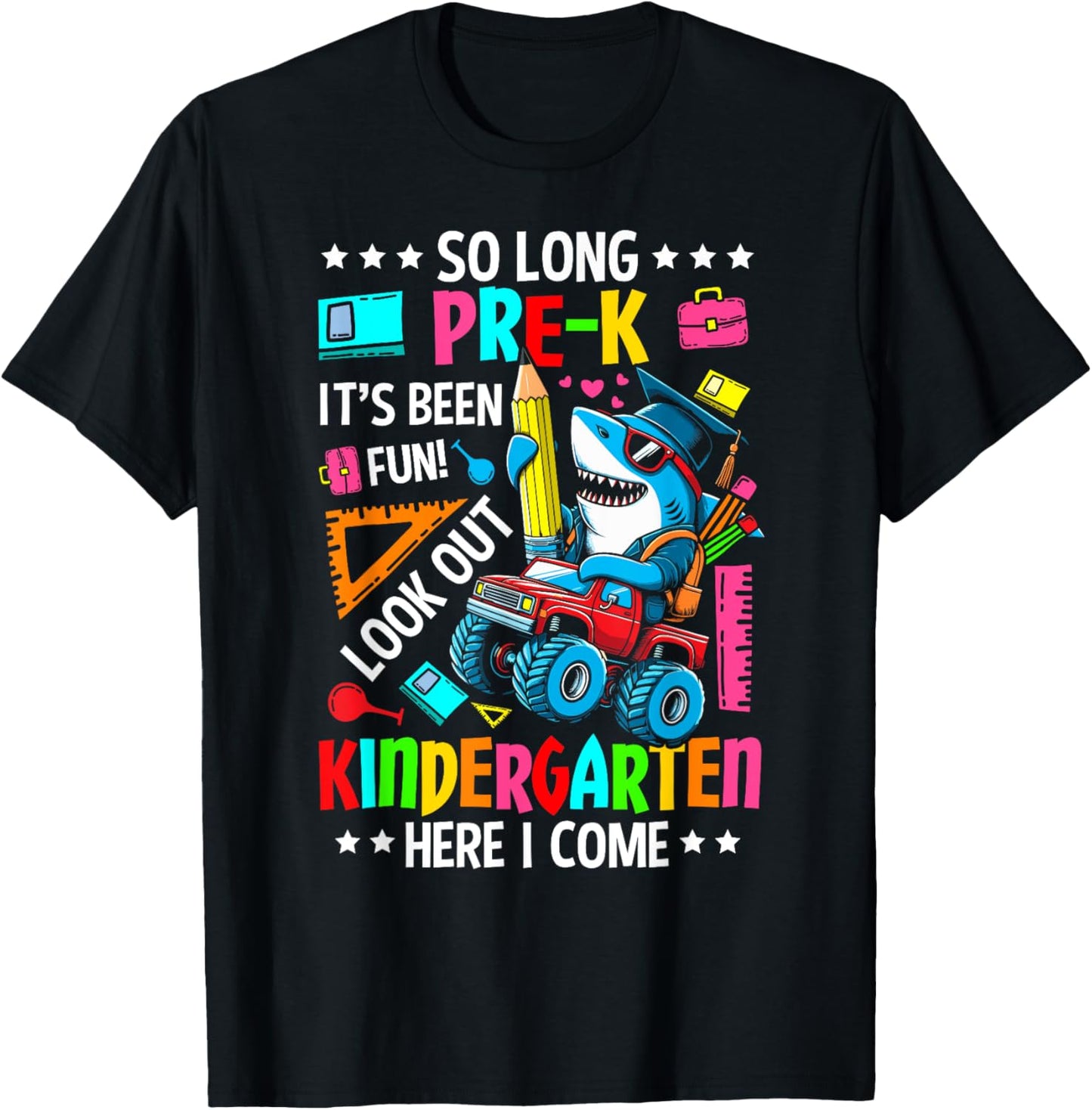 So long pre k its been fun last day of prek graduation shark T-Shirt - T-Shirt | Black