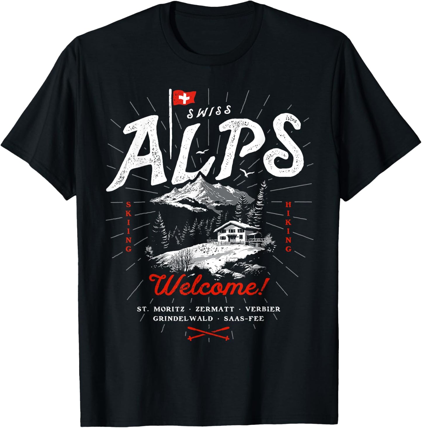 Swiss Alps Switzerland Travel Outfit Gift Souvenir T-Shirt - T-Shirt | Black