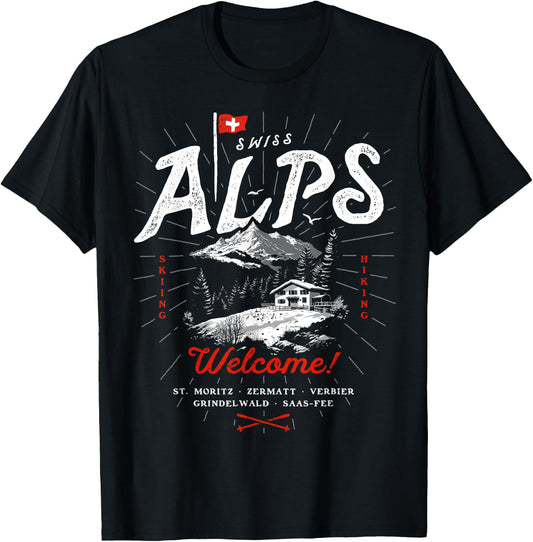 Swiss Alps Switzerland Travel Outfit Gift Souvenir T-Shirt - T-Shirt | Black