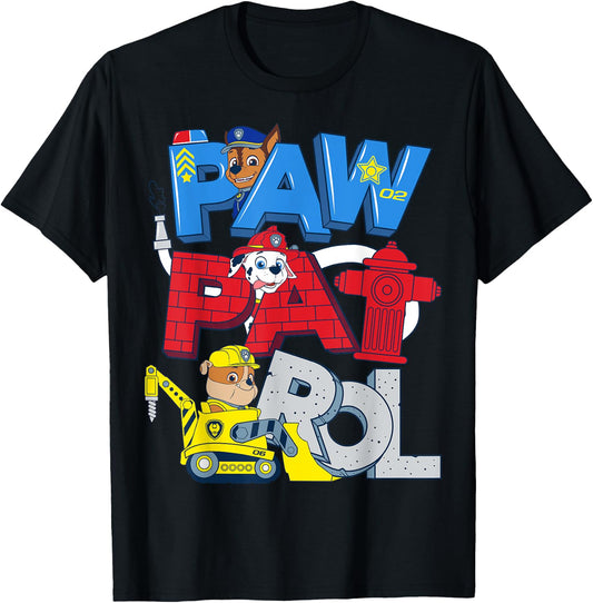 "PAW PATROL" Chase, Marshall, & Rubble's Jobs T-Shirt - T-Shirt | Black
