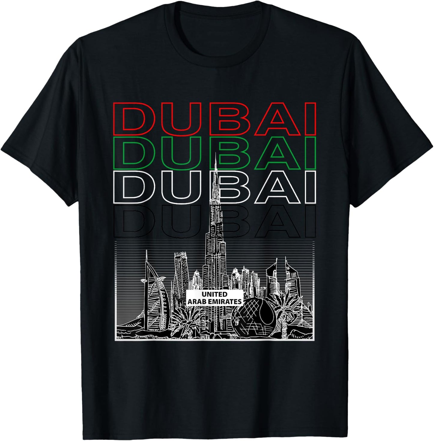 Dubai City Skyline Arab Emirates Vacation Matching Outfit T-Shirt - T-Shirt | Black