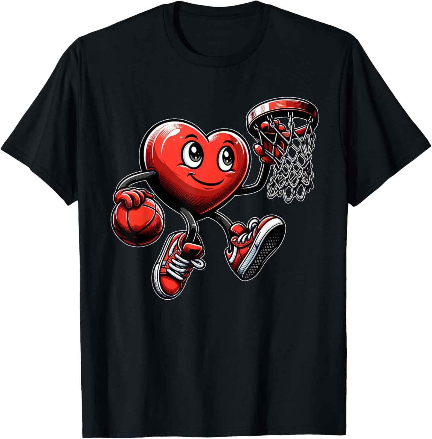 Valentine's Day Heart Basketball Team Player T-Shirt - T-Shirt | Black