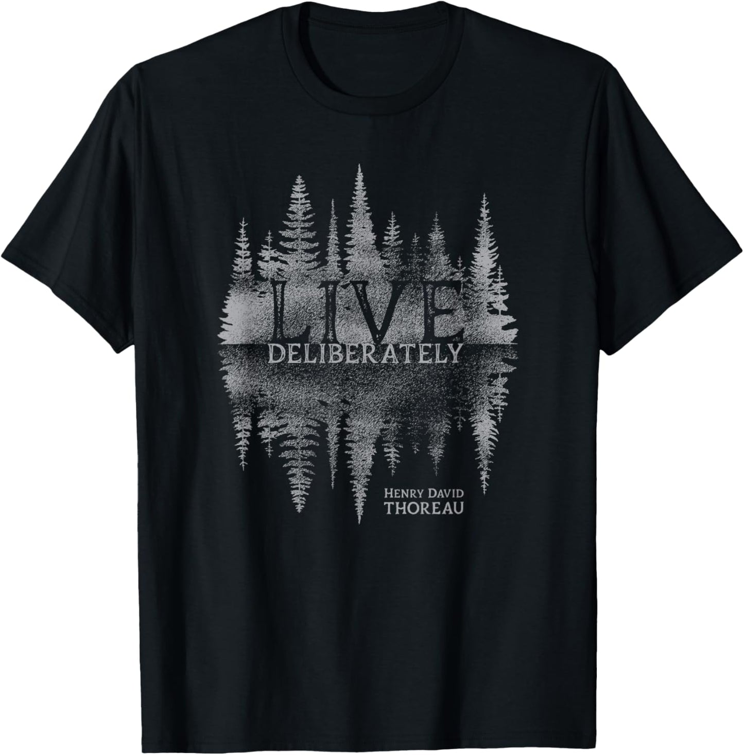 Live Deliberately Walden Transcendental Henry David Thoreau T-Shirt - T-Shirt | Black