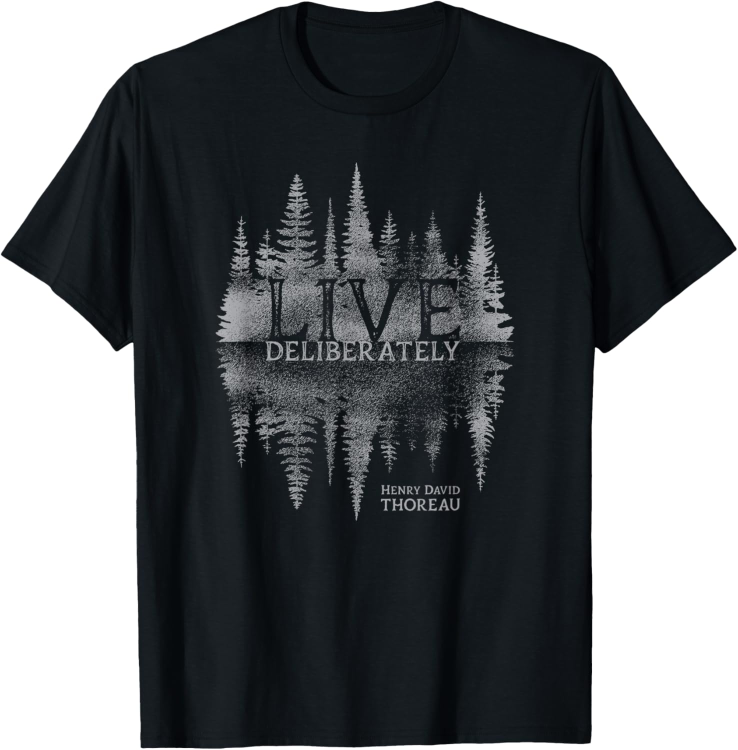 Live Deliberately Walden Transcendental Henry David Thoreau T-Shirt - T-Shirt | Black