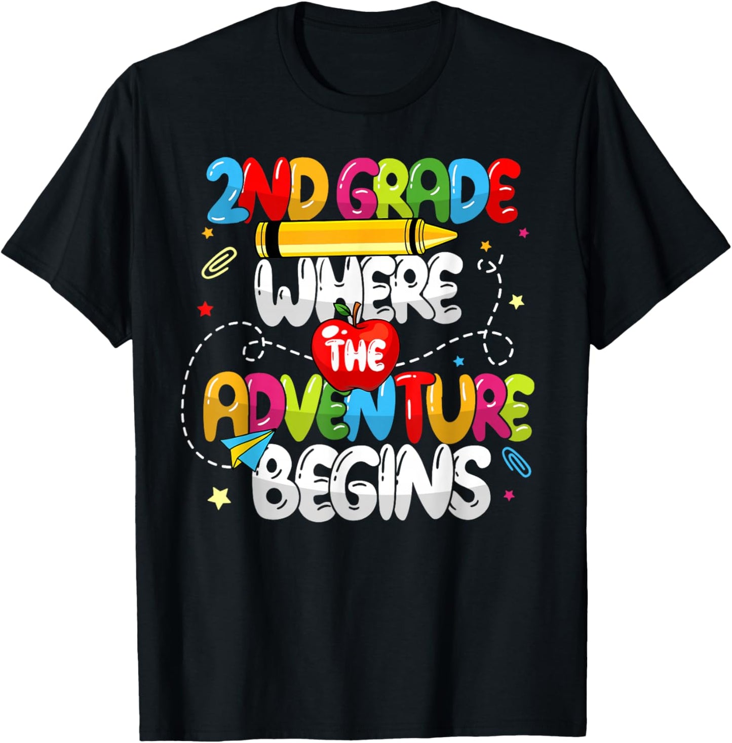 2nd Grade Where The Adventure Begins Back To School Teacher T-Shirt - T-Shirt | Black