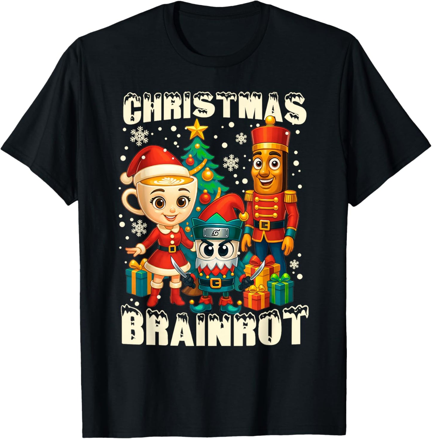 Funny Christmas Italian Brain Rot Italian Brainrot Boy Kids T-Shirt - T-Shirt | Black