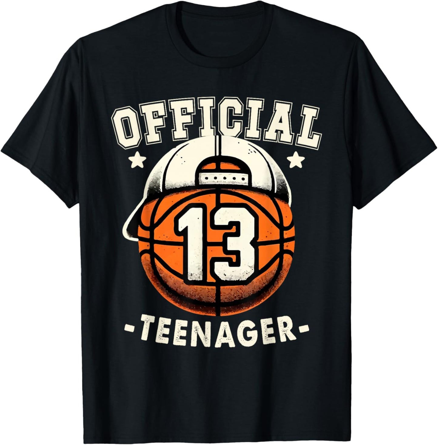 Official Teenager 13th Birthday 13 Year Boy Basketball Bday T-Shirt - T-Shirt | Black