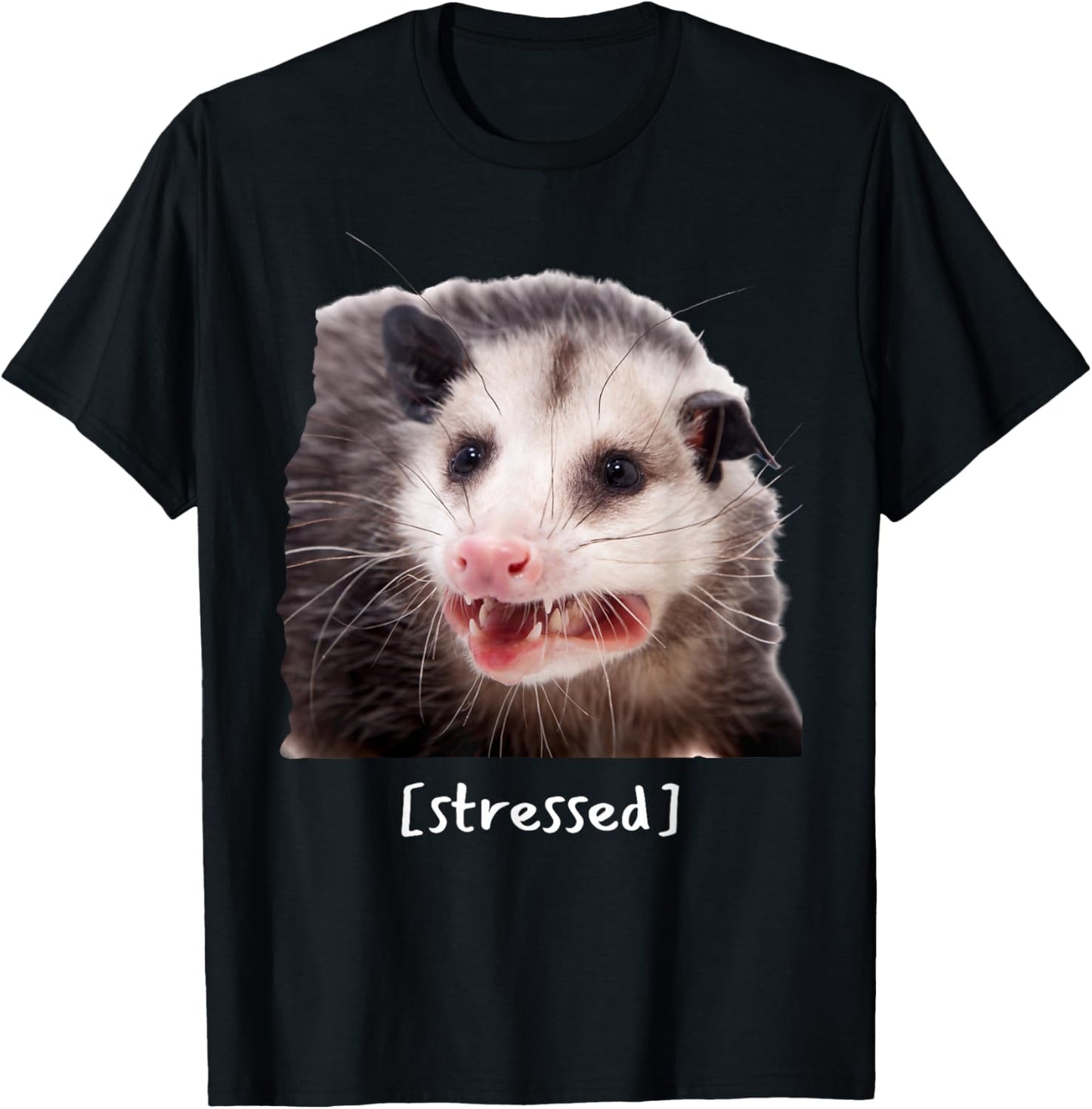 Opossum Stressed Funny Street Cat Meme Men Women T-Shirt - T-Shirt | Black