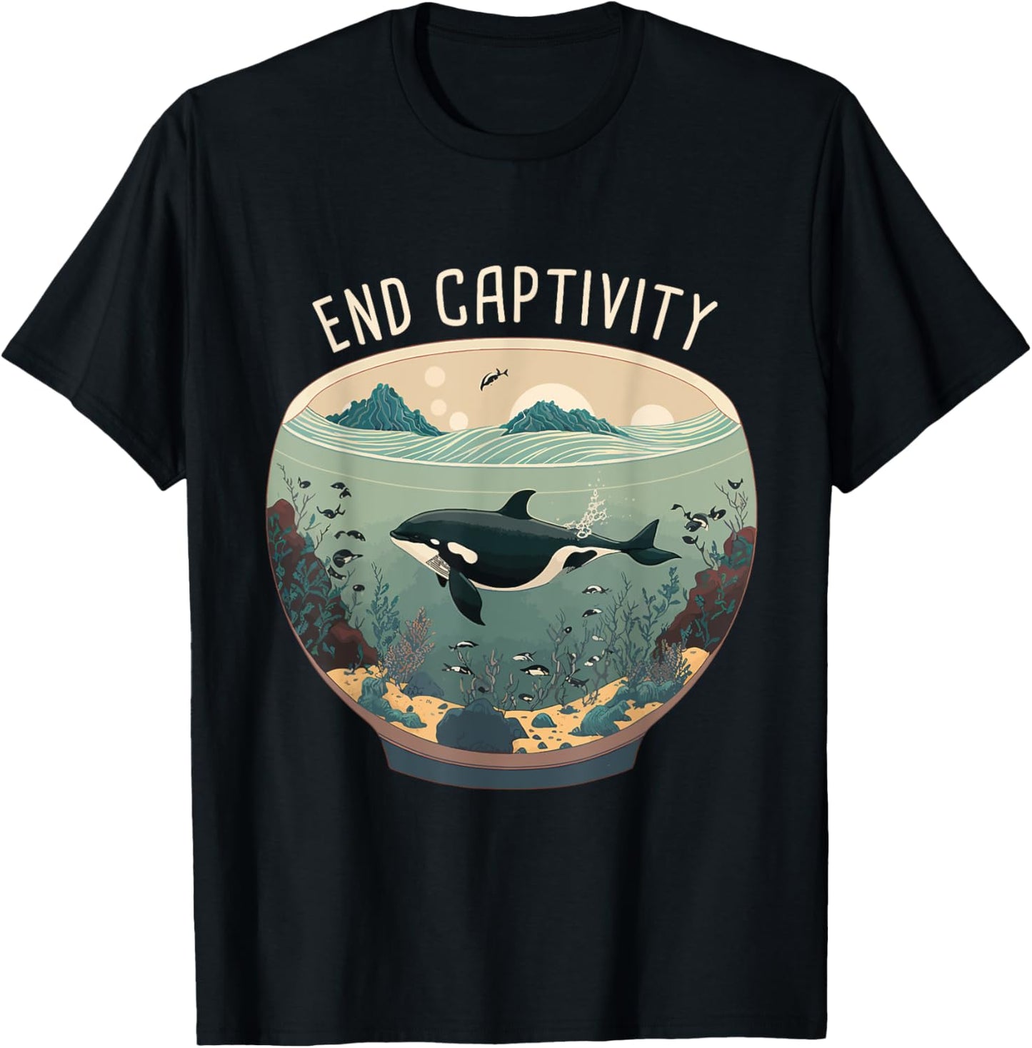 Orca End Captivity Free The Orcas Marine Protection Activist T-Shirt - T-Shirt | Black