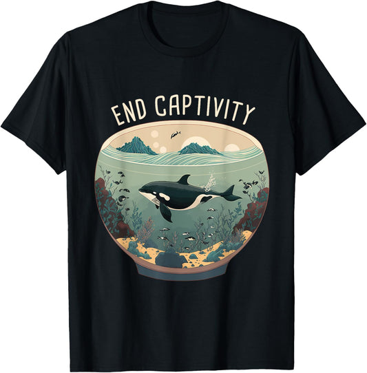 Orca End Captivity Free The Orcas Marine Protection Activist T-Shirt - T-Shirt | Black