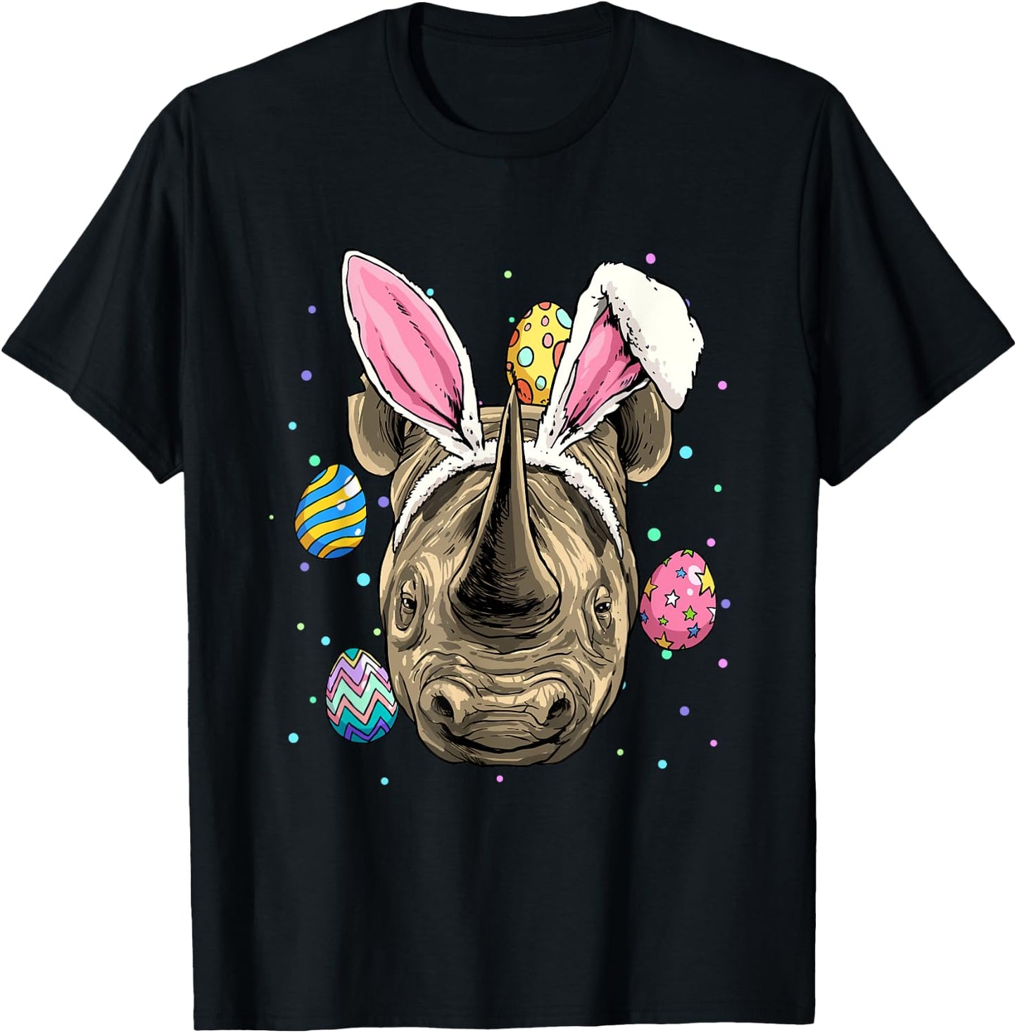 Easter Bunny Rhinoceros Chubby Unicorn Egg Hunts Rhino Lover T-Shirt - T-Shirt | Black