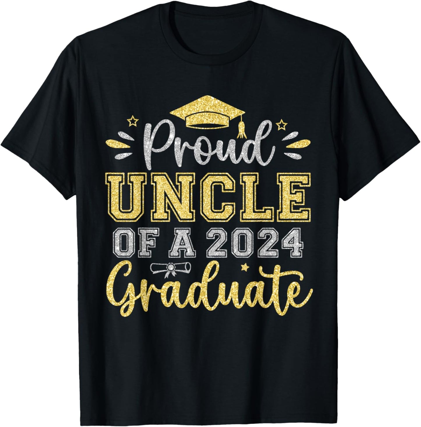 Proud Uncle of a 2024 Graduate Senior Graduation Men T-Shirt - T-Shirt | Black
