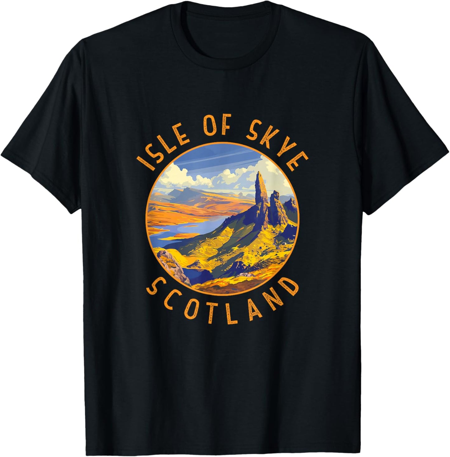 Isle of Skye Scotland Retro Distressed Circle T-Shirt - T-Shirt | Black