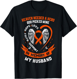 I Wear Orange In Memory of my Husband Leukemia Awareness T-Shirt - T-Shirt | Black