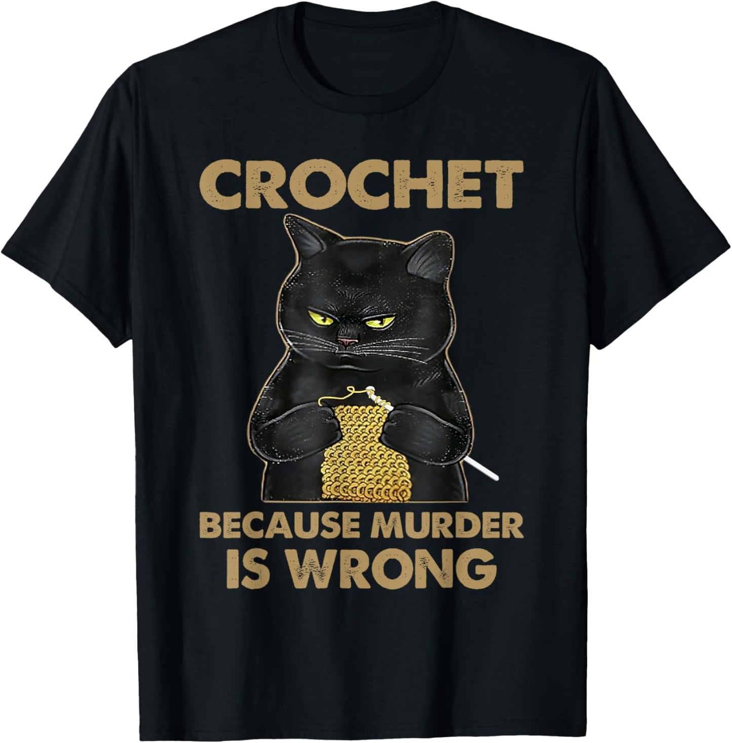 Funny Cat Cute Cat Crocheting Cat Lover Cat Owner Gifts T-Shirt - T-Shirt | Black