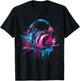 Headphones Music DJ Splash Music Lover Music Headphones EDM T-Shirt - T-Shirt | Black