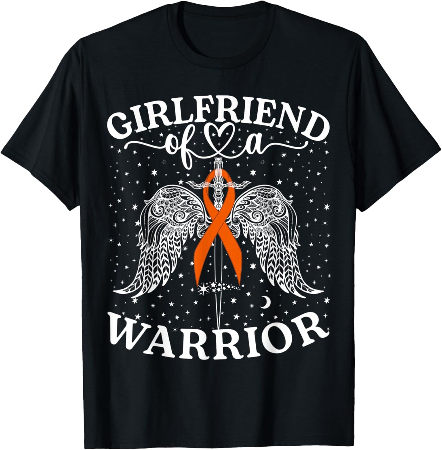 Girlfriend Of A Warrior Kidney Cancer Awareness Support T-Shirt - T-Shirt | Black