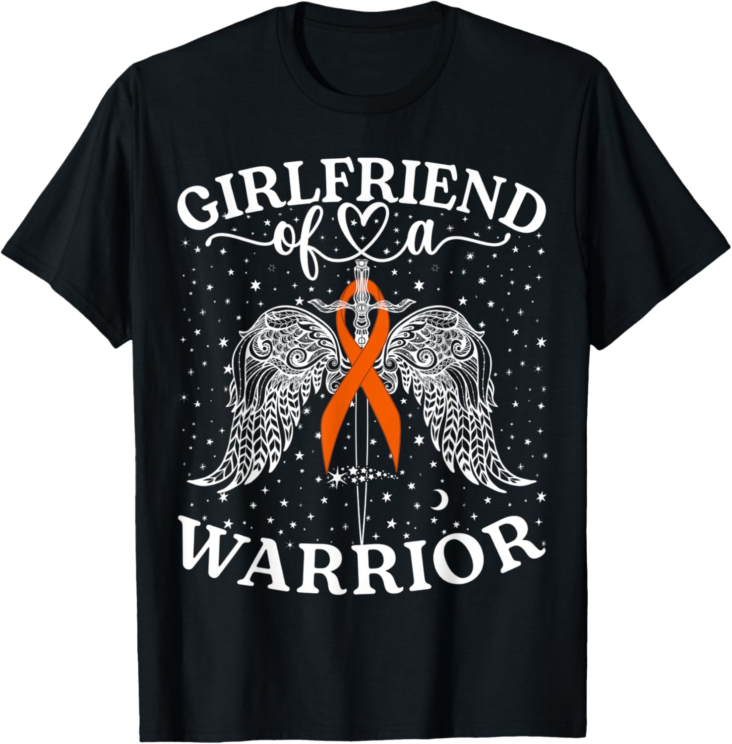 Girlfriend Of A Warrior Kidney Cancer Awareness Support T-Shirt - T-Shirt | Black