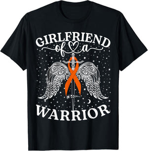 Girlfriend Of A Warrior Kidney Cancer Awareness Support T-Shirt - T-Shirt | Black