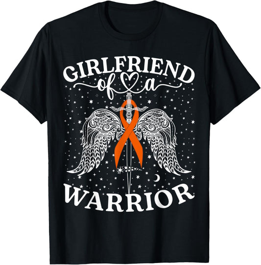 Girlfriend Of A Warrior Kidney Cancer Awareness Support T-Shirt - T-Shirt | Black