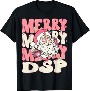 Merry DSP Christmas Retro Pink Direct Support Professional T-Shirt - T-Shirt | Black