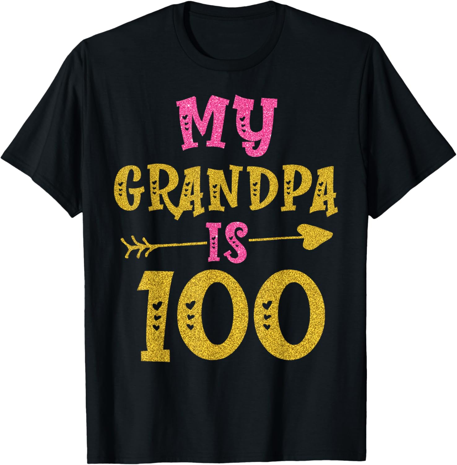 Hearts 100th Bday For Grandpa From Grandchild T-Shirt - T-Shirt | Black