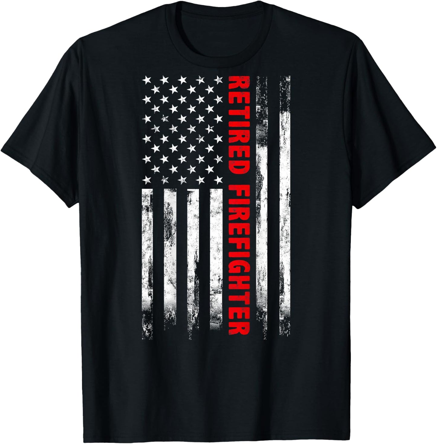 Retired Firefighter Thin Red line American flag Gift Fireman T-Shirt - T-Shirt | Black