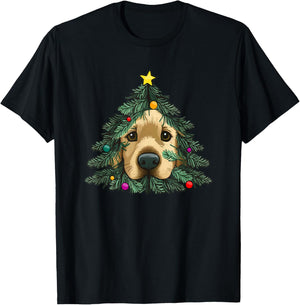 Golden-Retriever-Puppy in Christmas tree T-Shirt - T-Shirt | Black