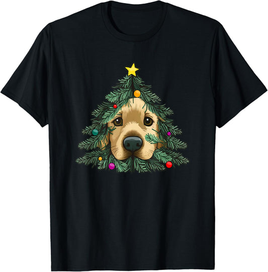 Golden-Retriever-Puppy in Christmas tree T-Shirt - T-Shirt | Black