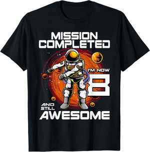 8th Birthday Astronaut 8 Years Old Outer Space Birthday T-Shirt - T-Shirt | Black