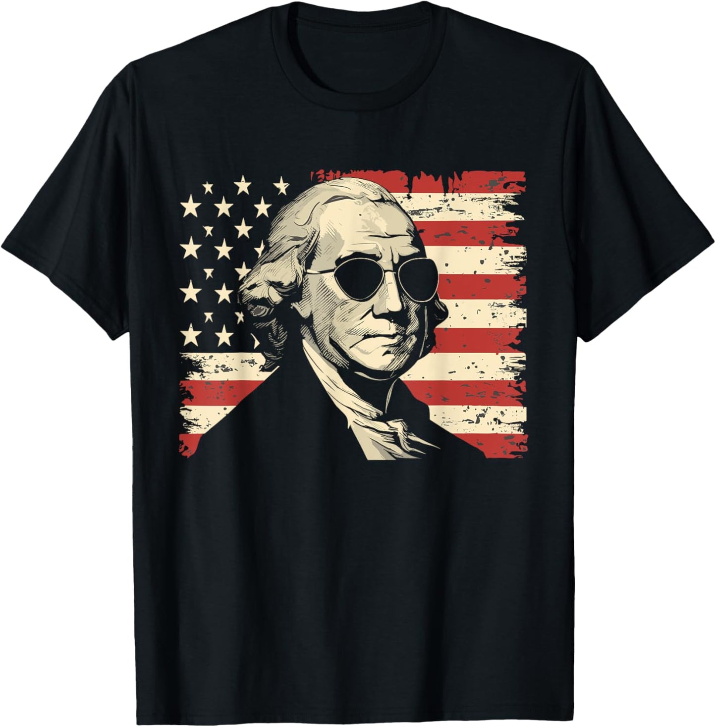 George Washington With Sunglasses | George Washington T-Shirt - T-Shirt | Black