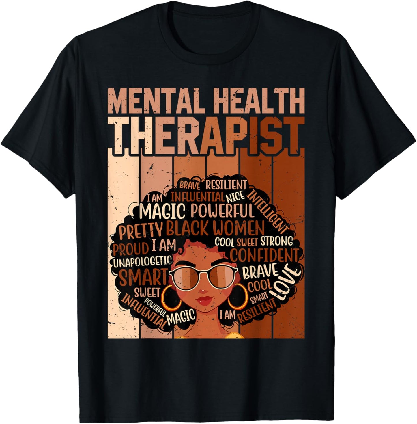 Mental Health Therapist Afro Women Black History Month T-Shirt - T-Shirt | Black