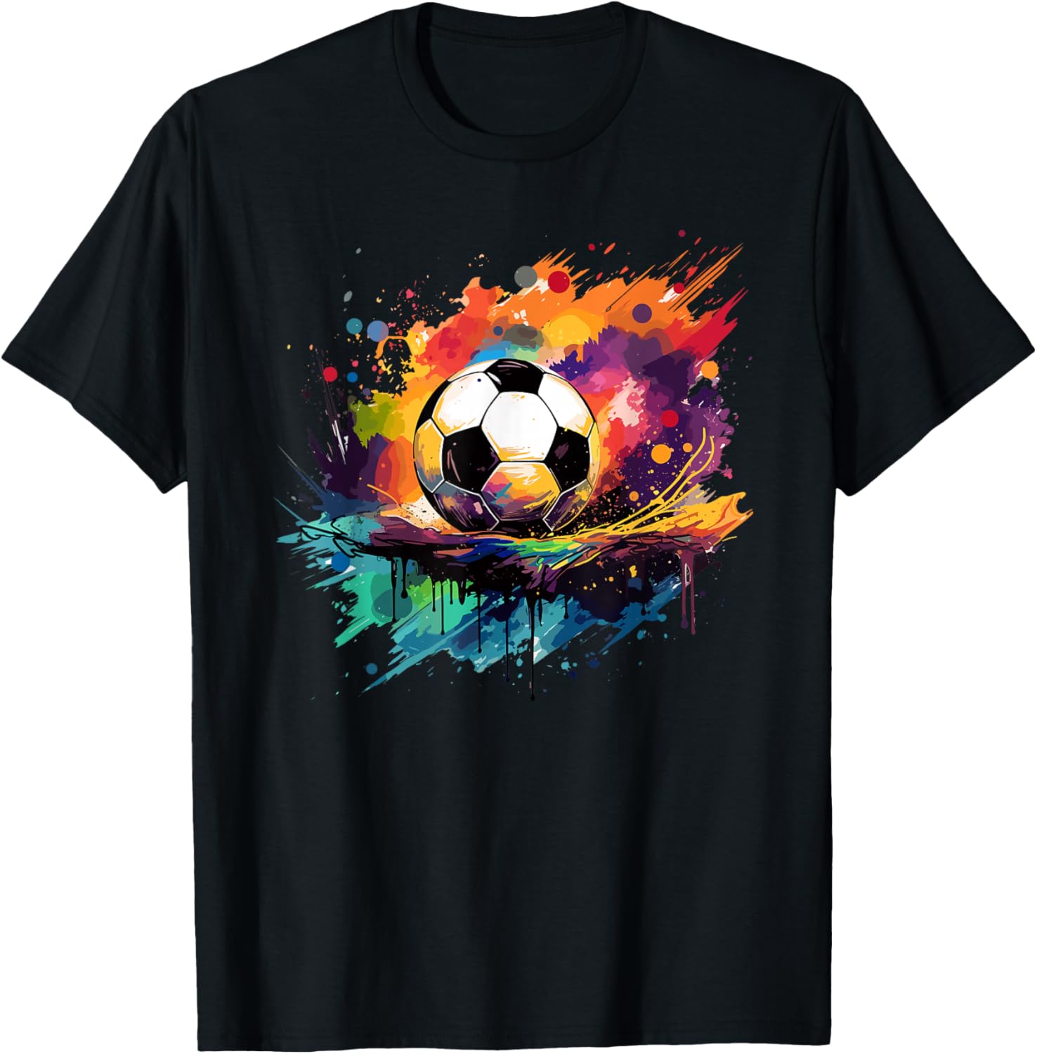 Soccer Color Graffiti Ball Sport T-Shirt - T-Shirt | Black