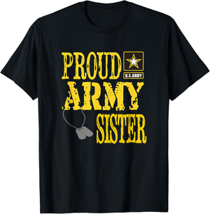 Proud Army Sister Military Pride T-Shirt - T-Shirt | Black