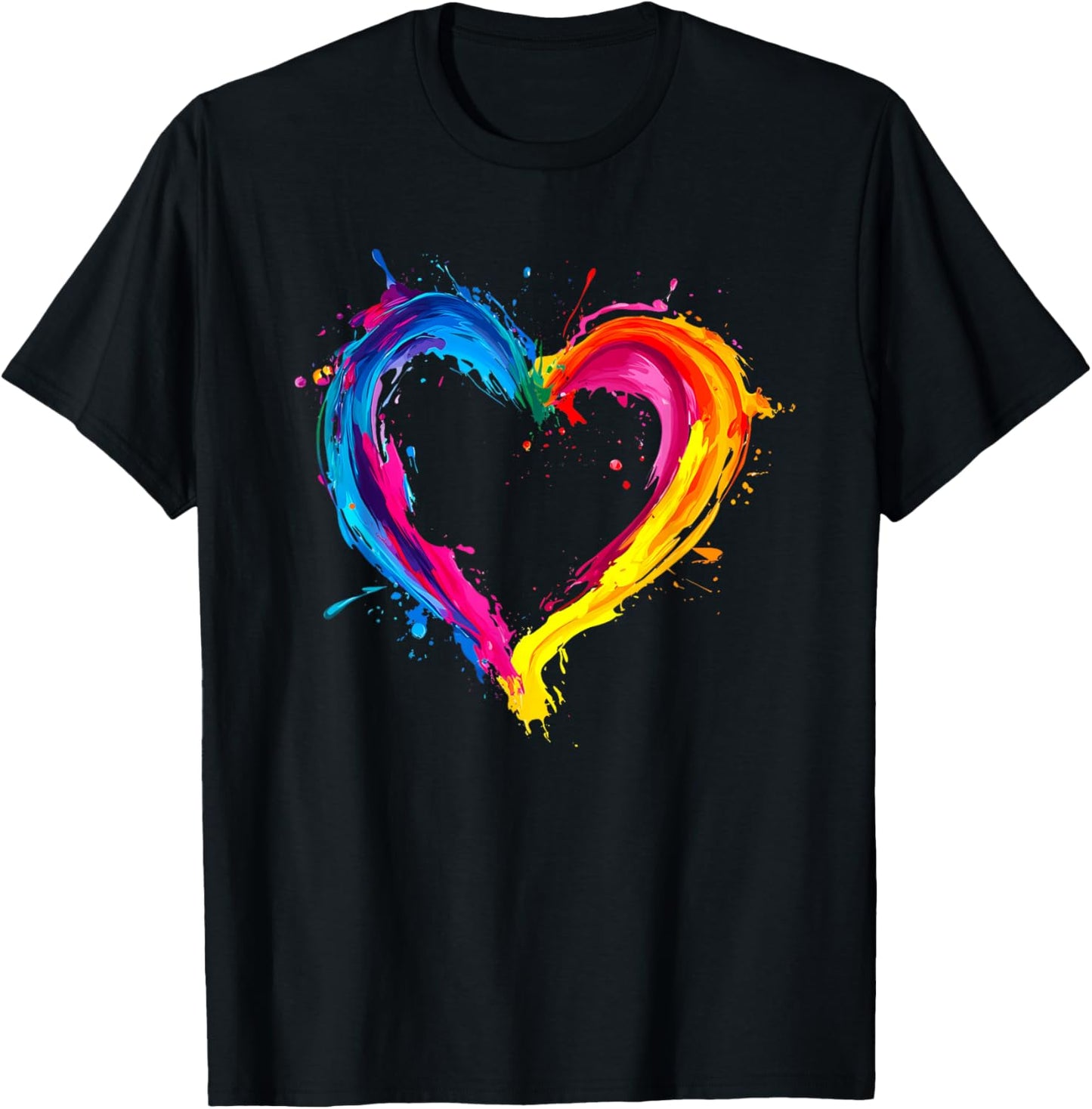 Colorful Heart Love Valentines Day T-Shirt - T-Shirt | Black