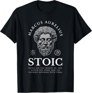 Marcus Aurelius Quote “Watch the Stars” Stoicism T-Shirt - T-Shirt | Black