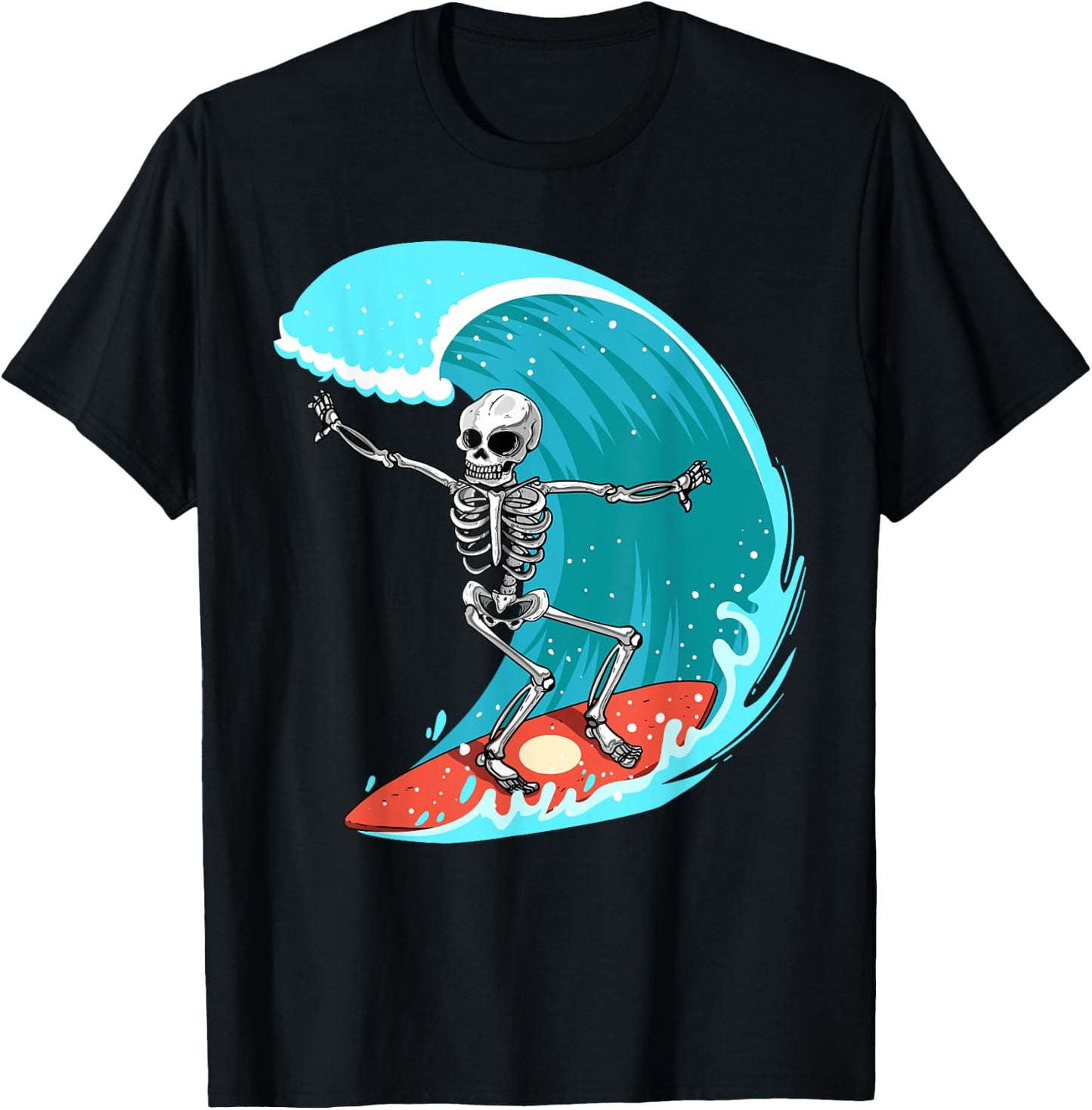 Skeleton Surfer Halloween Funny Wave Surfing Surf Costume T-Shirt - T-Shirt | Black