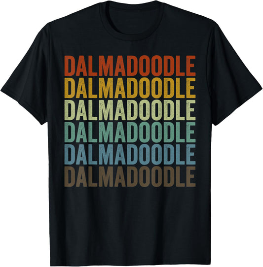 Dalmadoodle Retro T-Shirt - T-Shirt | Black