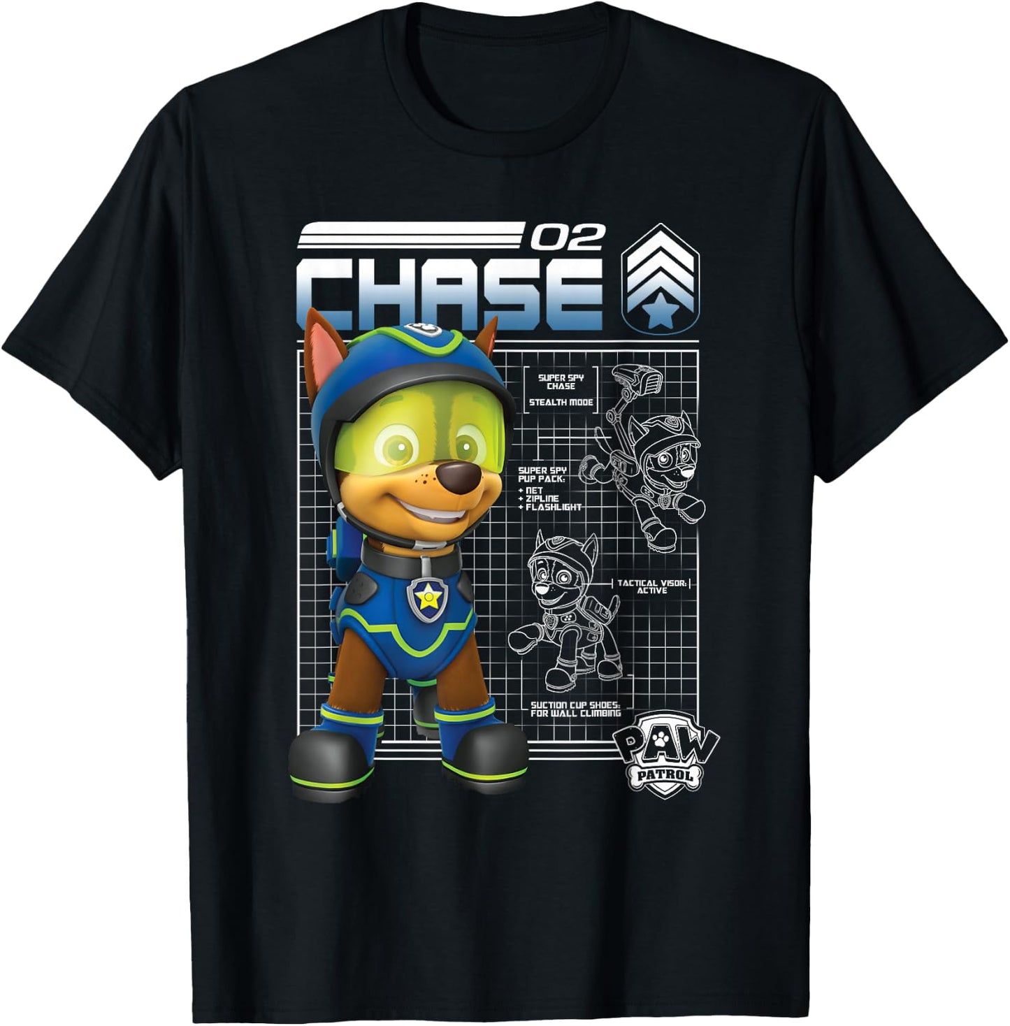 Paw Patrol Police Pup Chase Blueprint T-Shirt - T-Shirt | Black