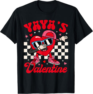 Groovy Dabbing Heart Yaya’s Valentine Boy Girl Men Women T-Shirt - T-Shirt | Black