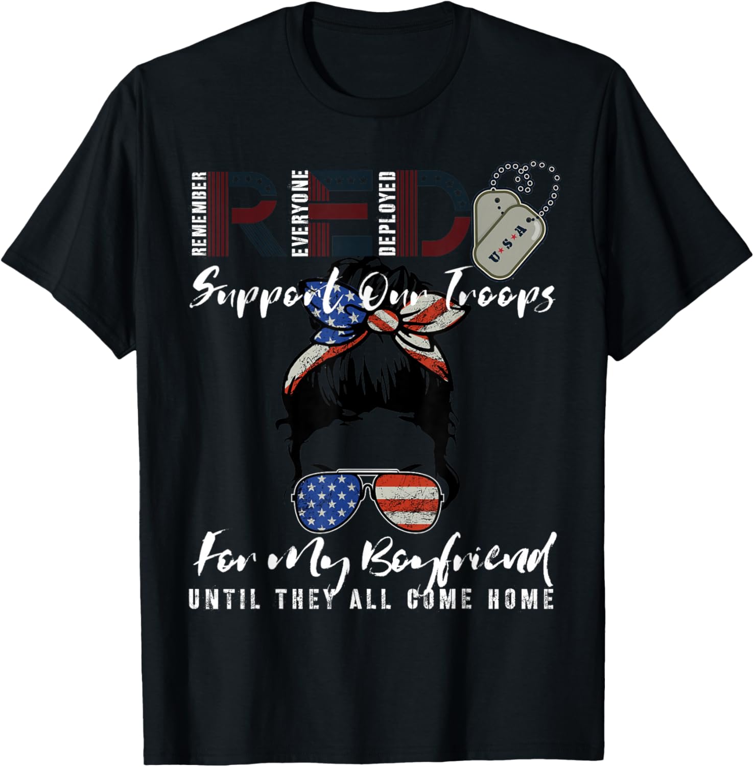 On Friday We Wear Red Friday Military US Flag For Boyfriend T-Shirt - T-Shirt | Black